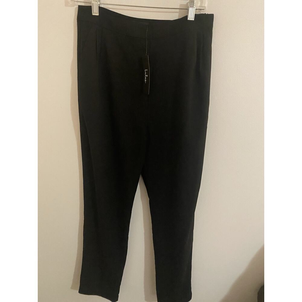 NWT Lulus Dress Pants Women’s‎ Size Large Black Side Zip Pleated Tapered